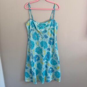 Y2K BLUE LIZ CLAIBORNE FLORAL MIDI DRESS